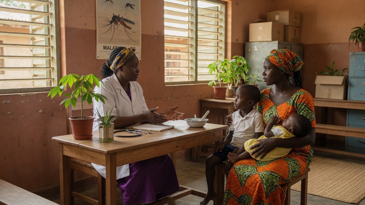 A clinician speaking with a family