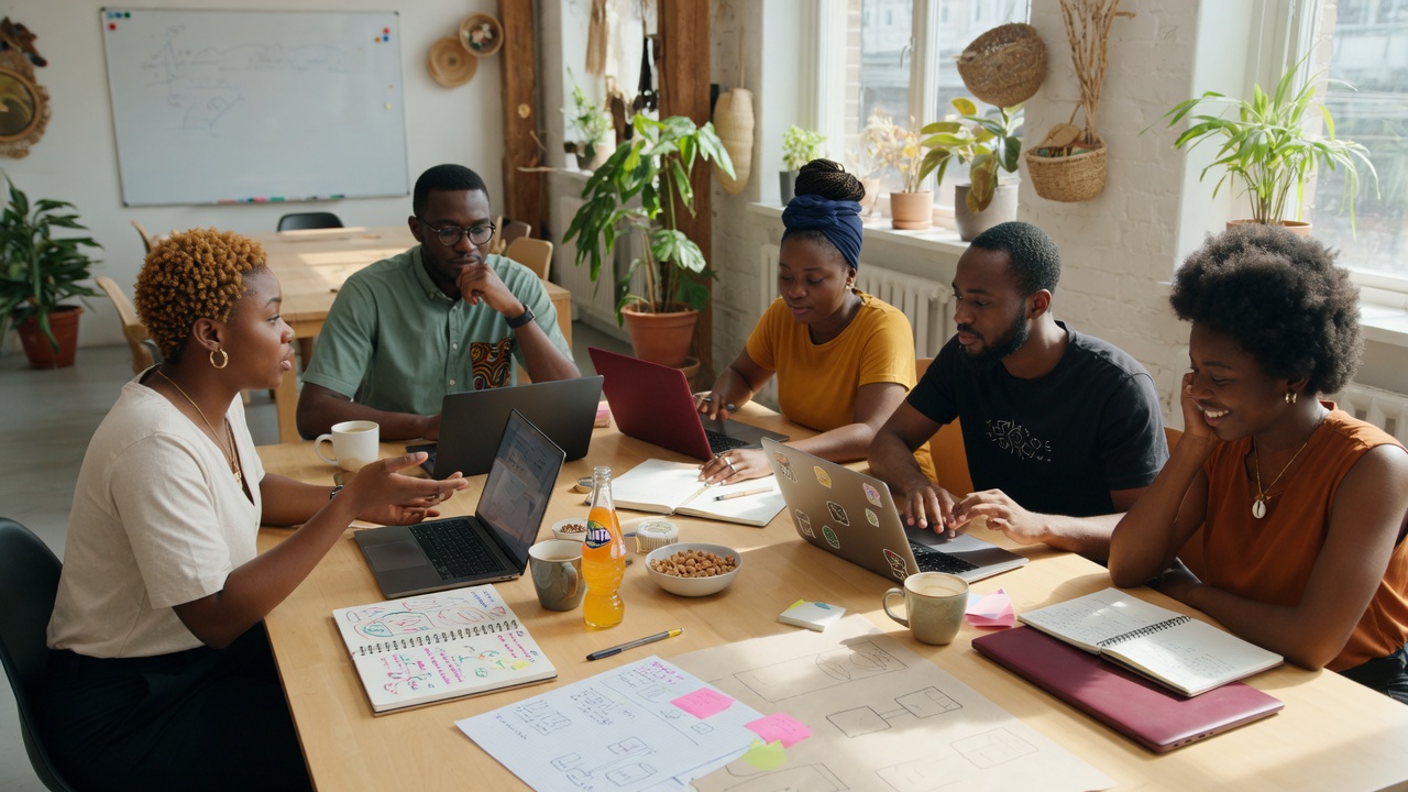 People collaborating around a table